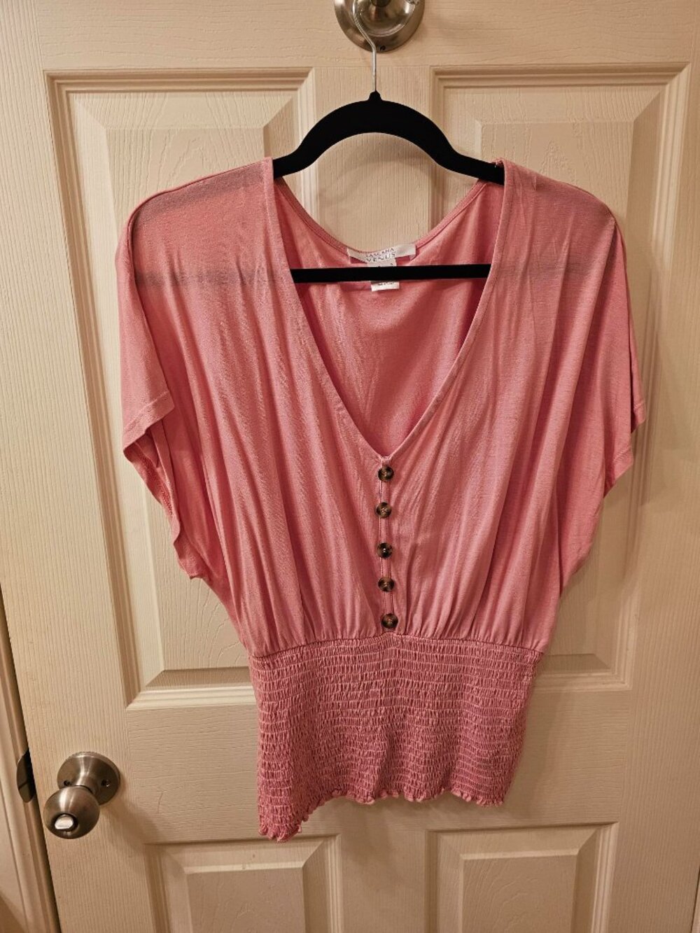NWOT Lascana Venus Small Pink Blouse w / Smocked Elastic Waist